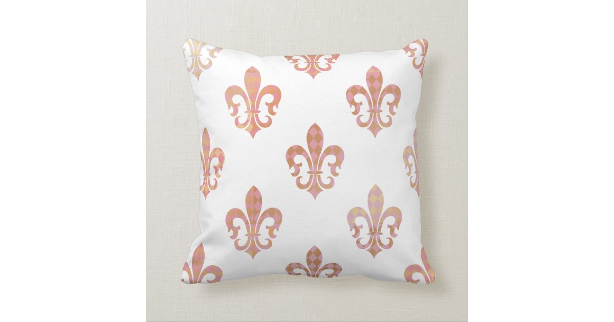 PixDezines fleur de lis/pink/gold/DIYbackground Throw Pillow Zazzle