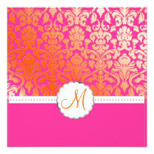PixDezines Flora Damask/Orange+Pink/customizable Invitation