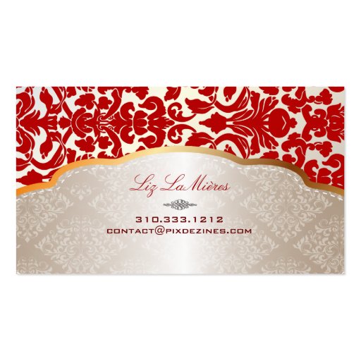 PixDezines flora damask/red Business Cards (back side)