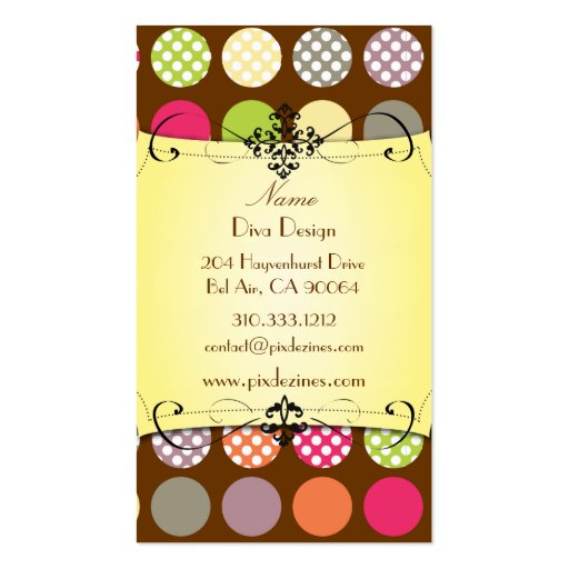 PixDezines Funky Polka dots| DIY background color! Business Cards (back side)