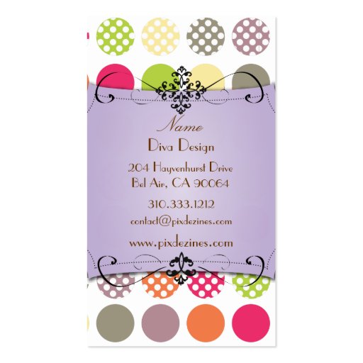 PixDezines Funky Polka dots | DIY color Business Cards (back side)