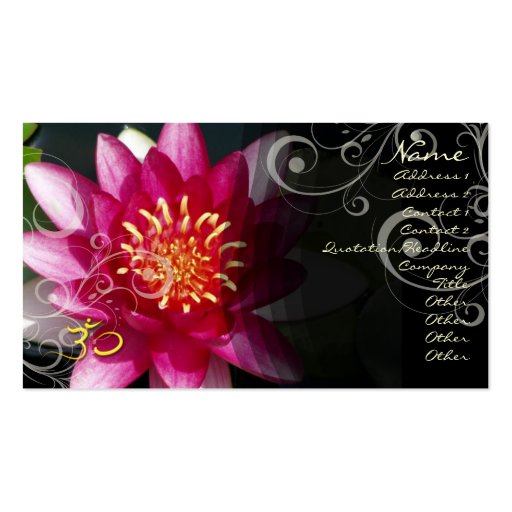 PixDezines Fuschia lotus + pearly swirls Business Cards (front side)
