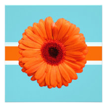 PixDezines Gerbera, orange/diy background colors Custom Invitation
