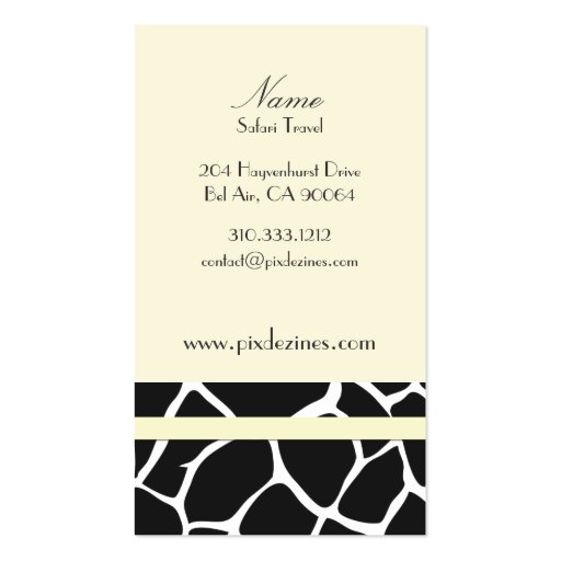 PixDezines Giraffe Business Card (back side)