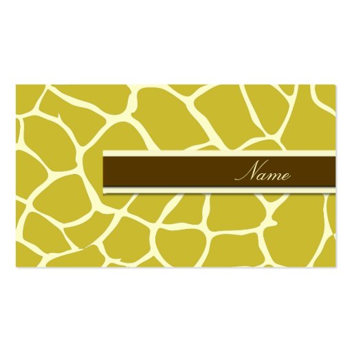 PixDezines Giraffe Print, Dijon Mustard Business Card Template (front side)