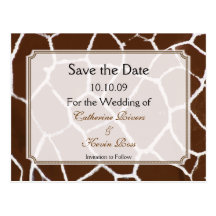 PixDezines Giraffe print save the date postcard