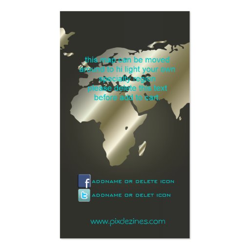 PixDezines Going Global/world map Business Card (back side)