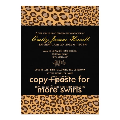 PixDezines Graduation, Leopard Print Personalized Invitations