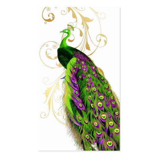 PixDezines green peacock+filigree/diy fonts Business Card Template (front side)