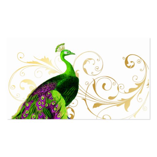 PixDezines green peacock+filigree/diy fonts Business Card Template (back side)