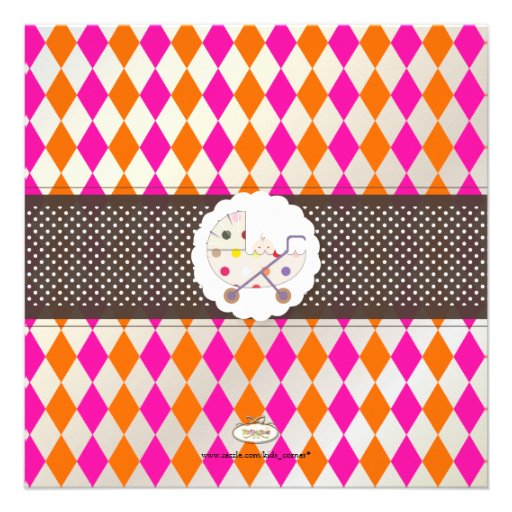 PixDezines harlequin/pink+orange/baby shower/DIY Custom Invitations