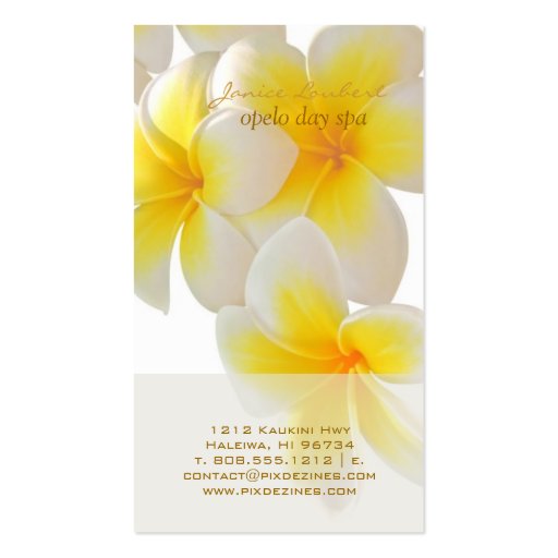PixDezines Hawaii Plumeria Business Card (front side)