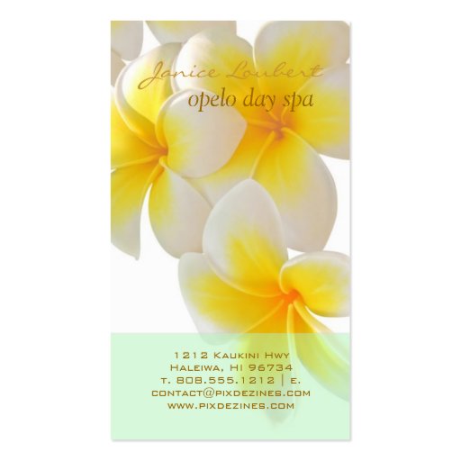 PixDezines Hawaii Plumeria Business Card Template (front side)