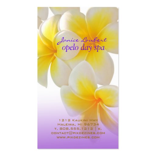 PixDezines Hawaii Plumeria Business Card Templates (front side)
