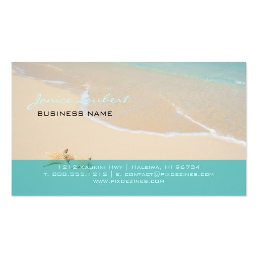 PixDezines Hawaiian Beach Business Card (front side)