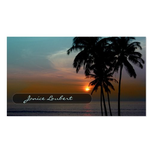 PixDezines Hawaiian Beach Sunset Business Card Template (back side)