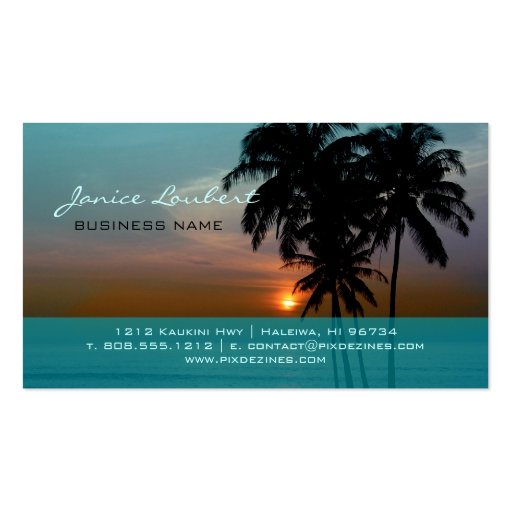 PixDezines Hawaiian Beach Sunset Business Card Template