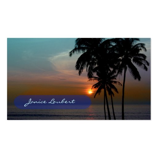 PixDezines Hawaiian Beach Sunset Business Cards (back side)