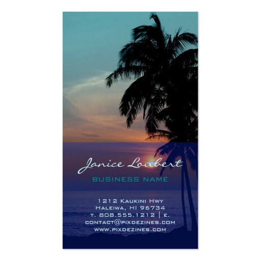 PixDezines Hawaiian Beach Sunset Business Cards