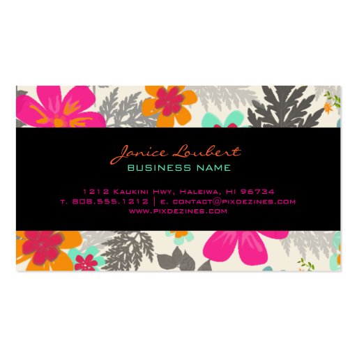 PixDezines Hawaiian Jungle/Custom Background color Business Card (back side)