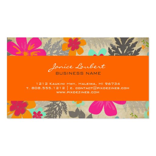 PixDezines Hawaiian Jungle/vintage background Business Card (back side)