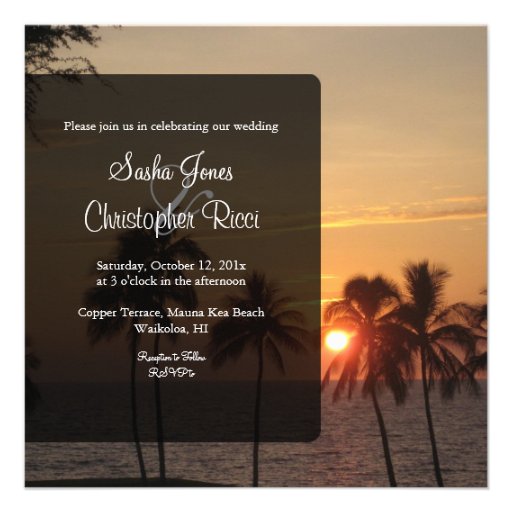 PixDezines hawaiian sunset beach/mauna kea Custom Invitation