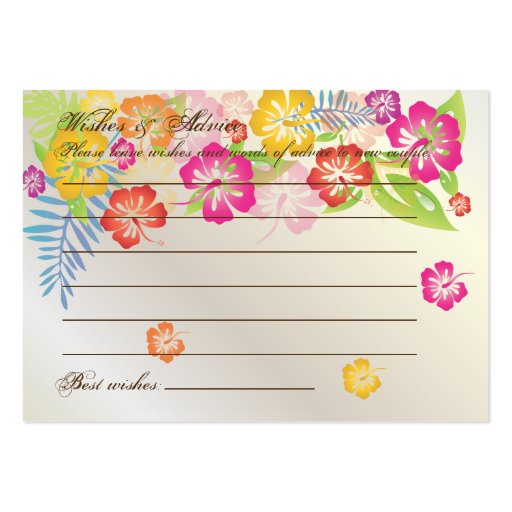 PixDezines Hibiscus Leis Wishes + Advice Cards Business Cards (back side)
