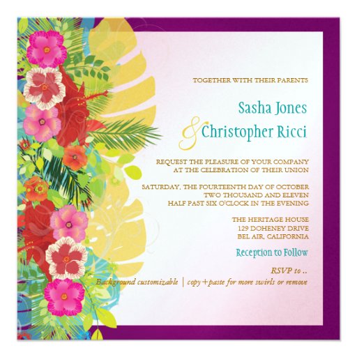 PixDezines Hibiscus+monstera/yellow+fuschia Personalized Invitation