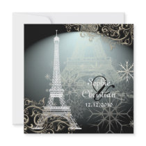 PixDezines Hiver à Paris /Eiffel Tower + swirls Personalized Announcement
