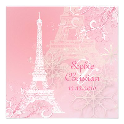 PixDezines Hiver &#224; Paris /Eiffel Tower + swirls Personalized Announcement
