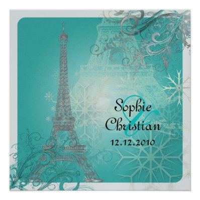 PixDezines Hiver &#224; Paris /Eiffel Tower + swirls Custom Invite