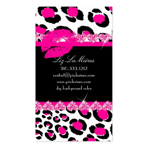 PixDezines hot lips+sassy leopard Business Card (back side)