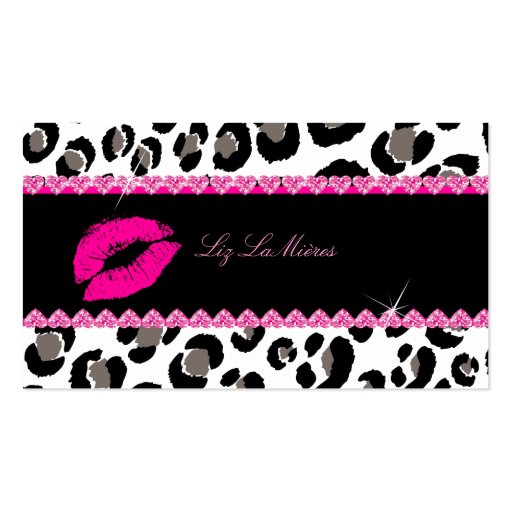 PixDezines hot lips+sassy leopard Business Card Templates (front side)