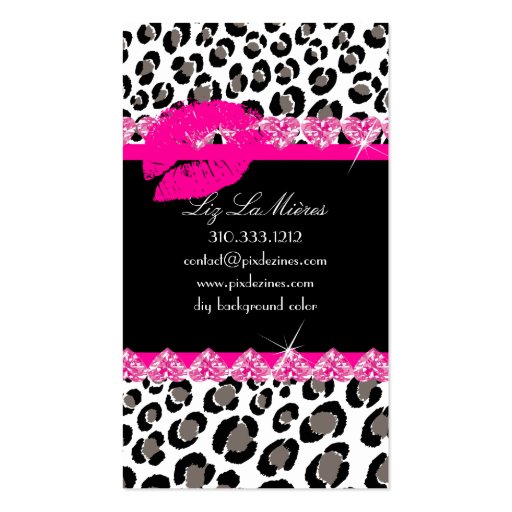 PixDezines hot lips+sassy leopard Business Card Templates (back side)