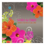 PixDezines hot pink+orange hibiscus+monstera Custom Invite