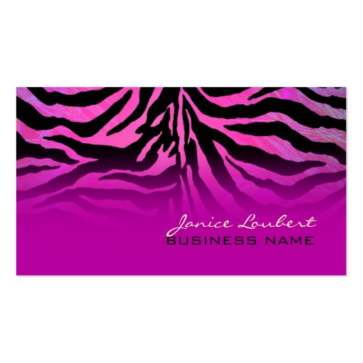 PixDezines hot pink zebra Business Card (front side)