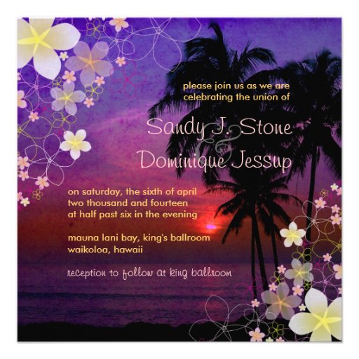 PixDezines hula dream/plumeria/beach/tropical Invitation