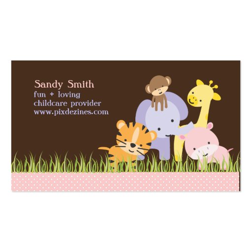 PixDezines Jungle of Fun Daycare Business Card Template (front side)