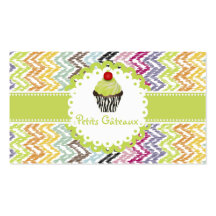 PixDezines keylime cupcake+ikat chevron Business Card Templates