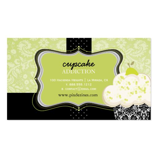 PixDezines Keylime cupcake/pâtisserie Business Card Template (back side)