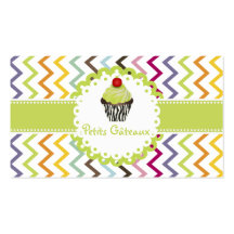 PixDezines keylime swirls cupcake+chevron Business Card