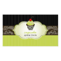 PixDezines keylime swirls cupcake+pinstripes Business Card Templates
