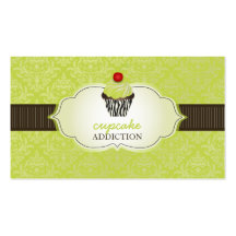 PixDezines keylime swirls cupcake+pinstripes Business Card Templates