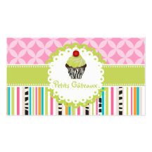 PixDezines keylime swirls cupcake+stripes Business Card