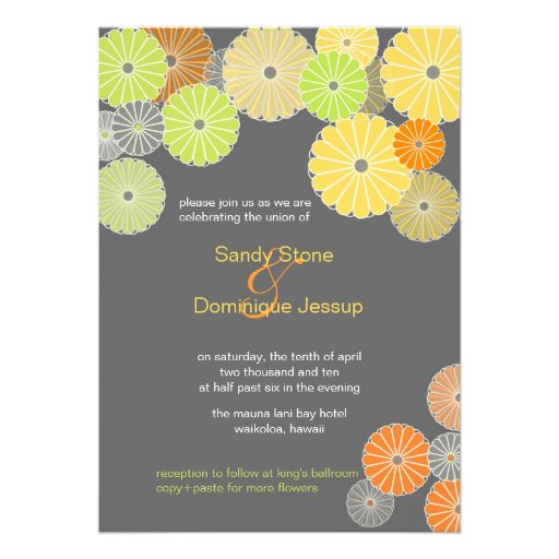 PixDezines Kiku (chrysanthemum), citrus color Custom Invites