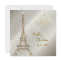 PixDezines La Tour Eiffel+Chandelier+Swirls Custom Invitations