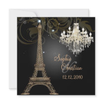 PixDezines La Tour Eiffel+Chandelier+Swirls Custom Announcements
