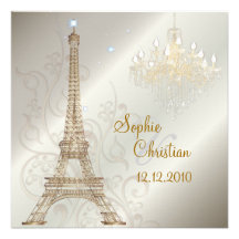 PixDezines La Tour Eiffel+Chandelier+Swirls Custom Invitations