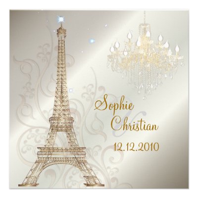 PixDezines La Tour Eiffel+Chandelier+Swirls Custom Invitations