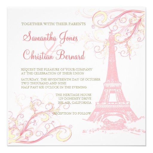 PixDezines La Tour Eiffel + swirls Custom Invite